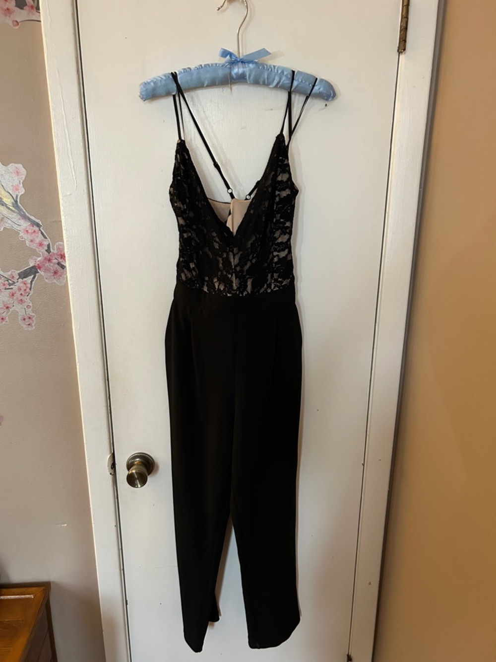 Express Black Lace Bodice Spaghetti-Strap Jumpsuit